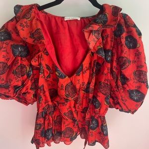 Ulla johnson Nadya poppy floral blouse